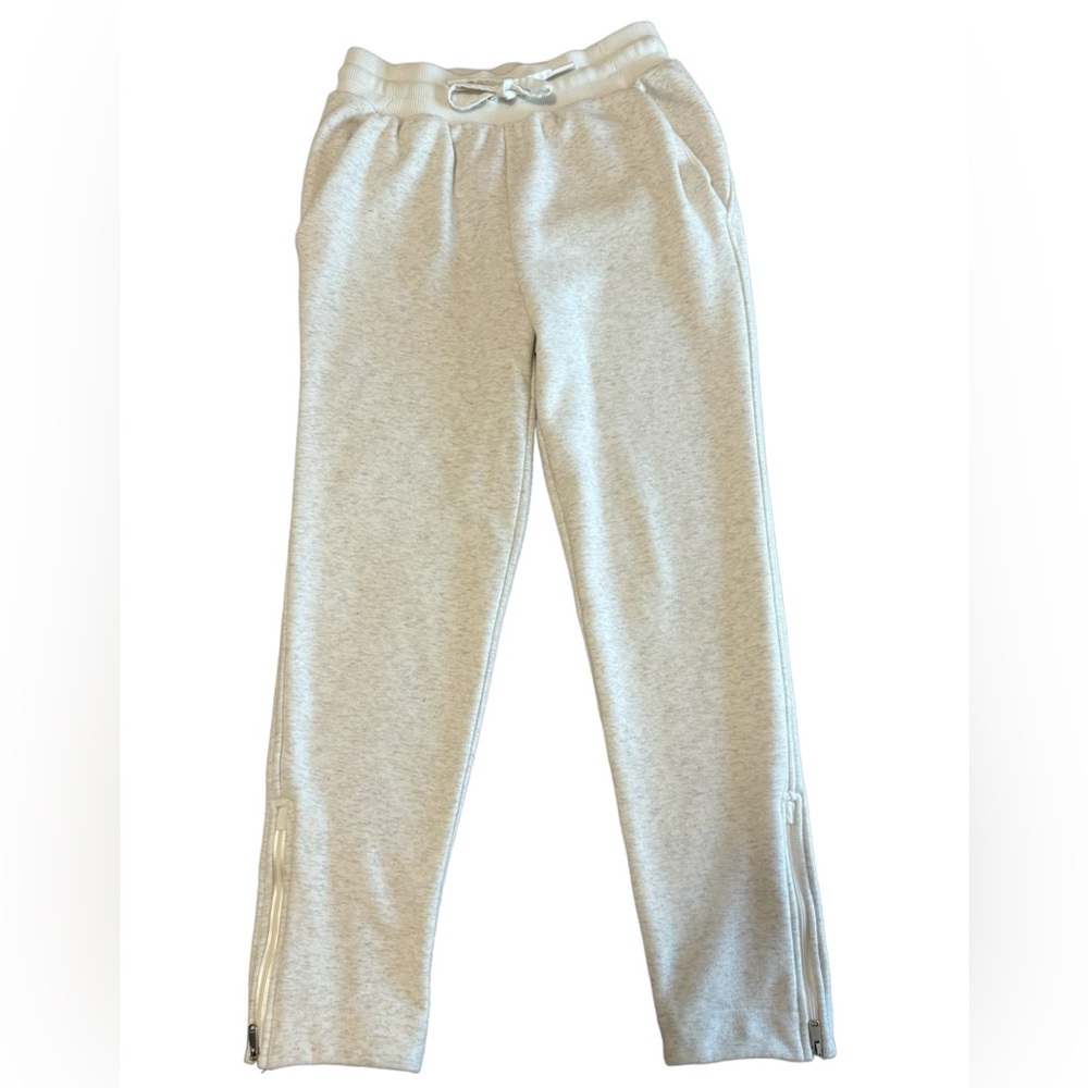 Athleta Grey Joggers Ankle Zip Tie Waist Size XS